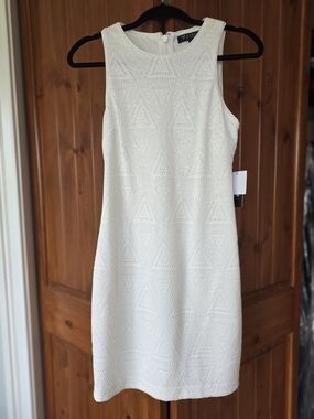 Guess White Textured Sleeveless Mini Dress
